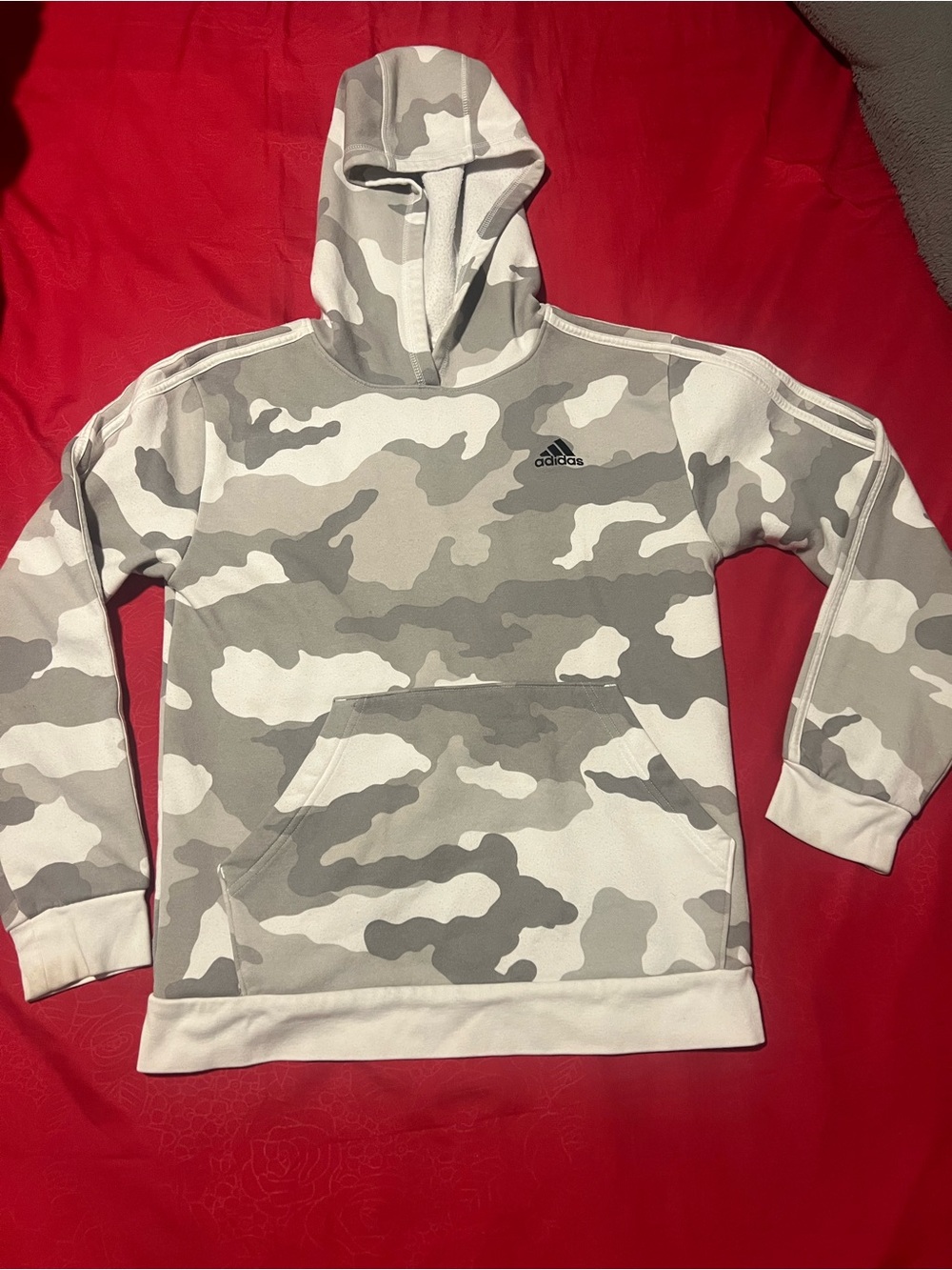 adidas Men’s Grey & White Camo Hooded Sweatshirt